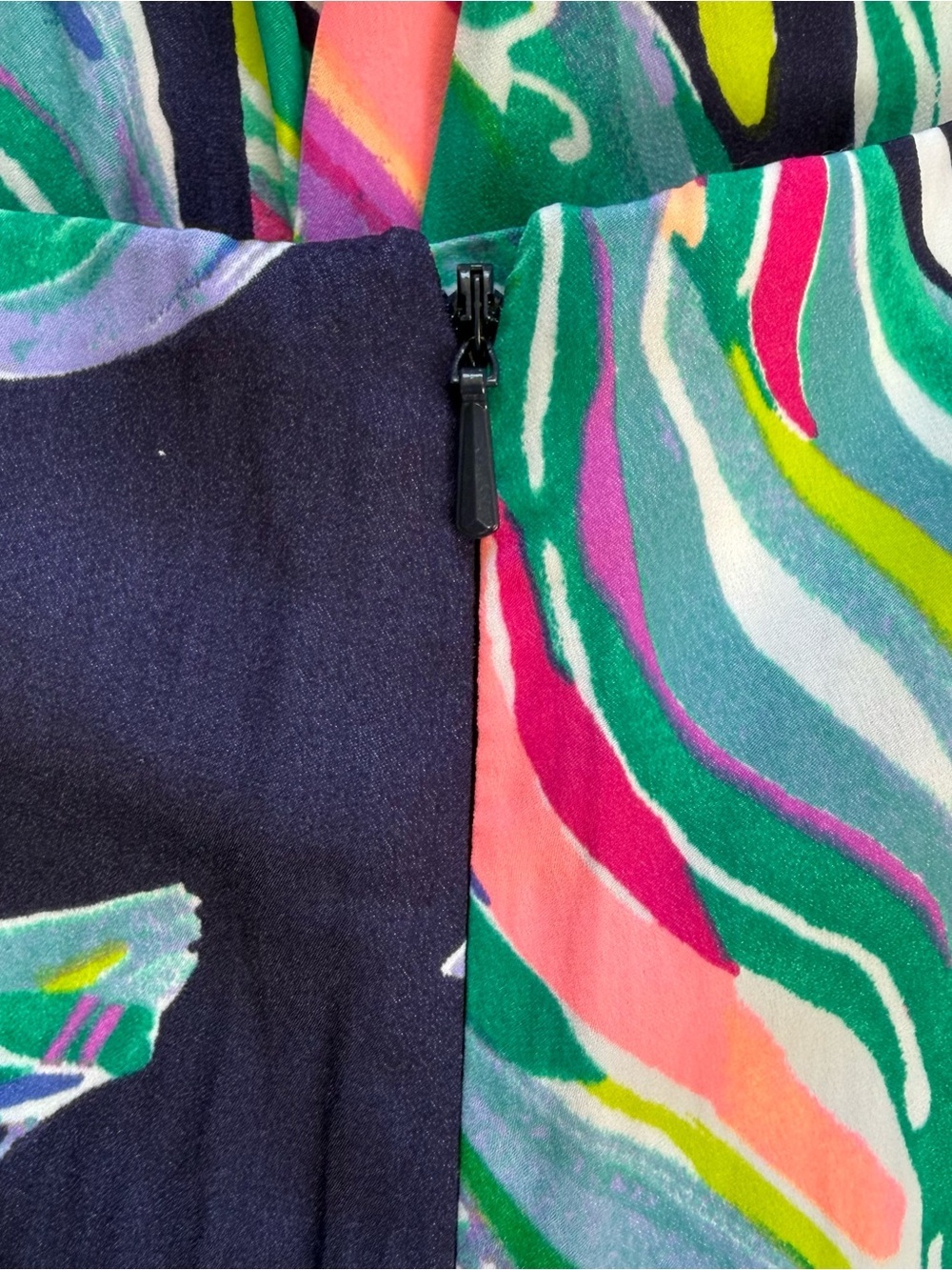 Lilly Pulitzer Braylen Palazzo Pants Navy Pink Green Tropical Leaf Wide Leg 2 - Picture 2 of 6